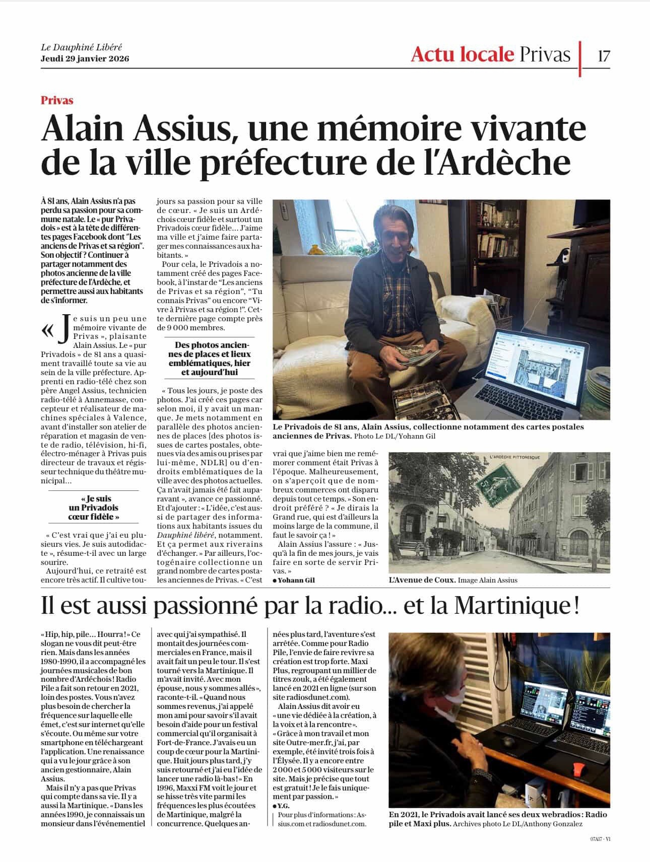 Alain Assius, une mémoire vivante de la ville préfecture de l'Ardèche