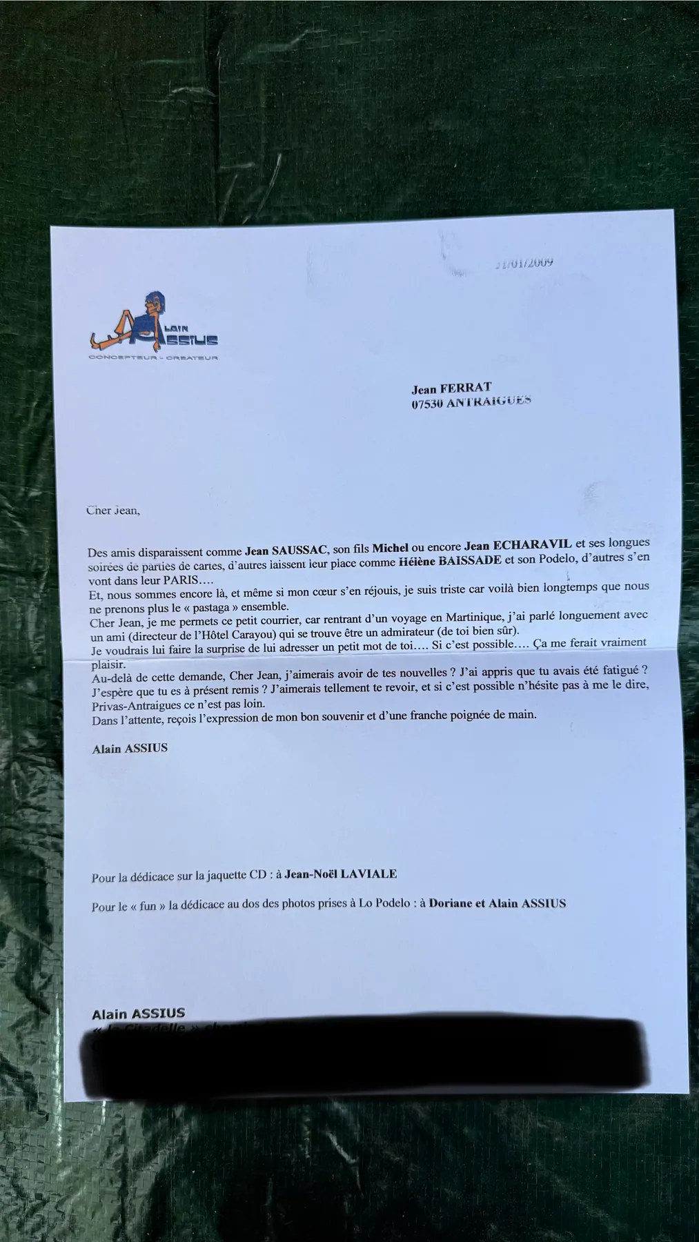 Quelques temps avant que Ferrat nous quitte je lui avais adressé ce courrier !